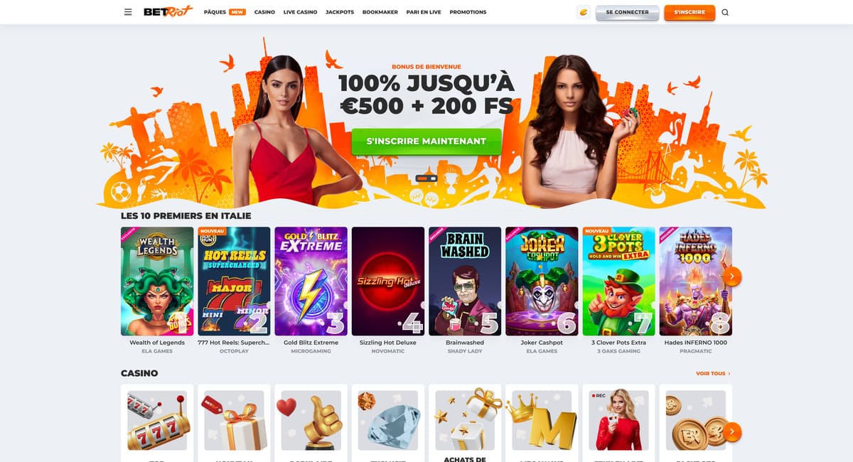 Interface de Betriot casino