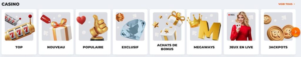 Betriot Casino jeux